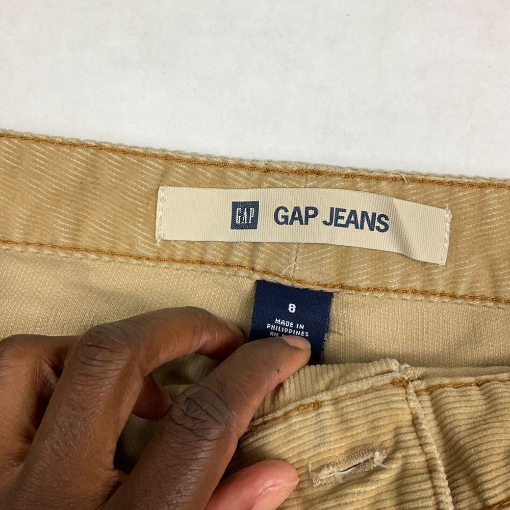 GAP Corduroy Mini Pencil Skirt Tan 90s Y2K Stretch Utility Casual Comfort Size 8 - Picture 3 of 9